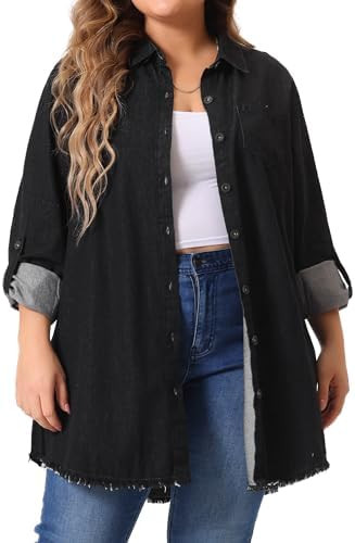 Agnes Orinda Women Plus Size Chambray Top Denim Shirts | Amazon (US)