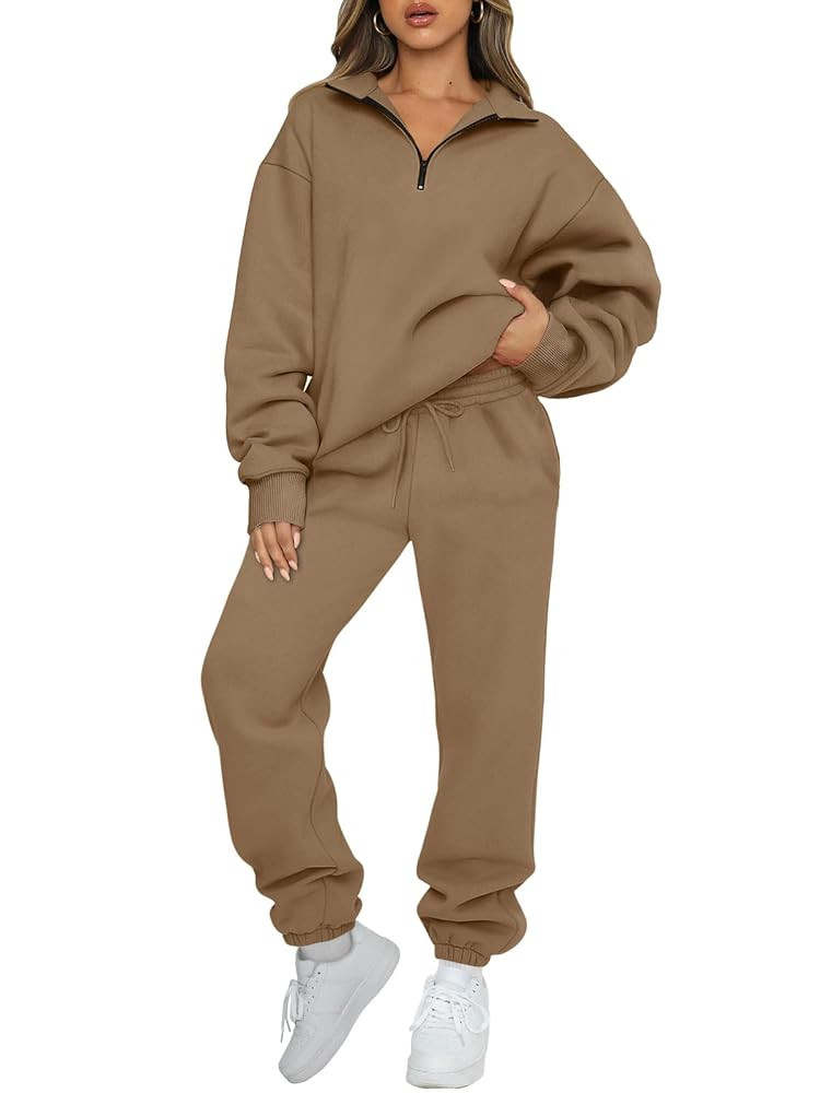 AUTOMET Women's Sweatsuits 2 Piece Outfits Lounge Sets Long Sleeve Half Zip Pullover and Baggy Sw... | Amazon (US)