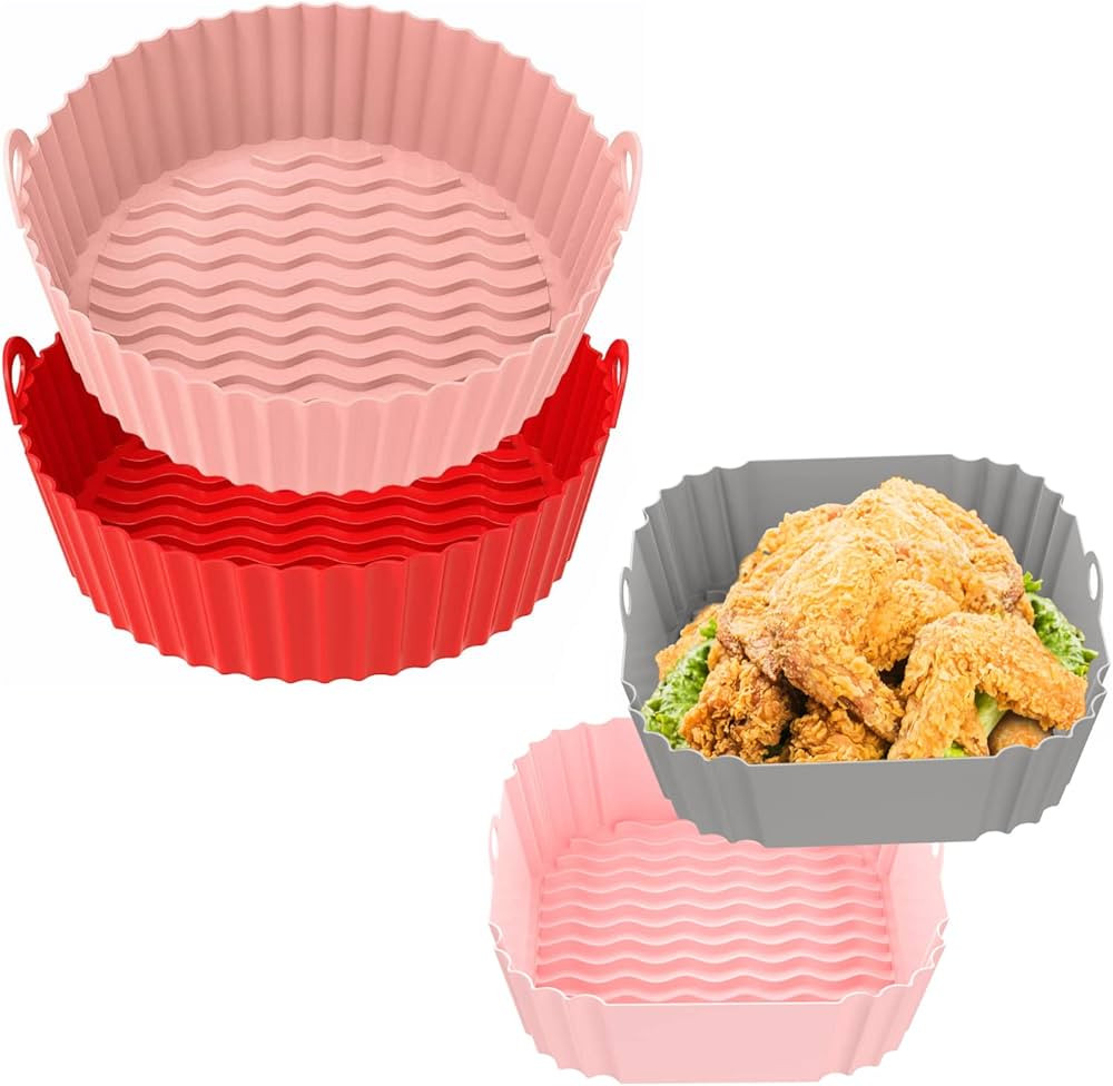 OUTXE 2-Pack Silicone Air Fryer Liner 7.5inch for 3 to 5 Qt, OUTXE 2-Pack Square Silicone Air Fry... | Amazon (US)