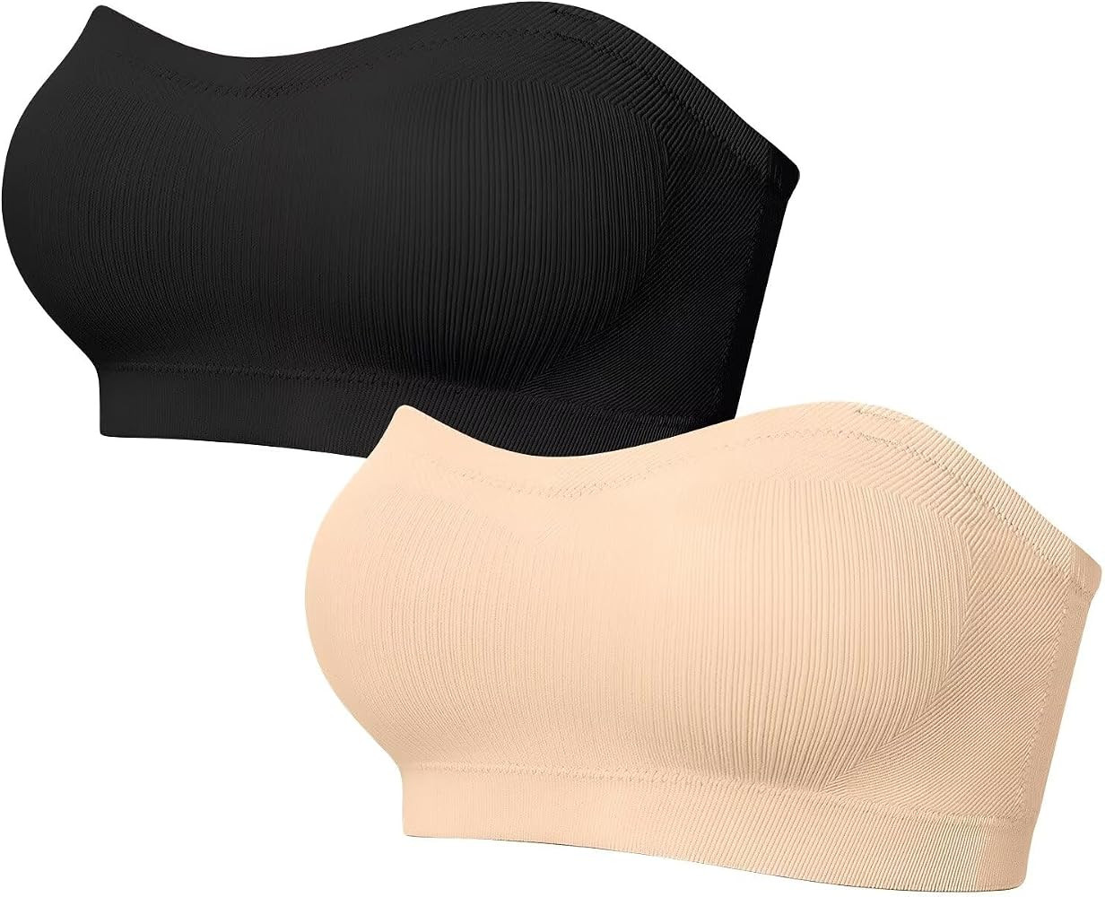 Vertvie Strapless Bra Wireless Non-Slip Push Up Bandeau Bras for Women Full Support Tube Tops Pad... | Amazon (US)