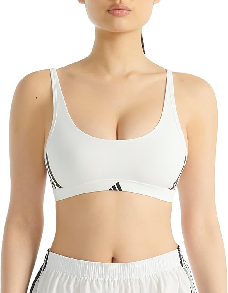 adidas Women's 3 Stripes Active Essentials Cotton Scoop Bralette with Removable Cookies | Amazon (US)