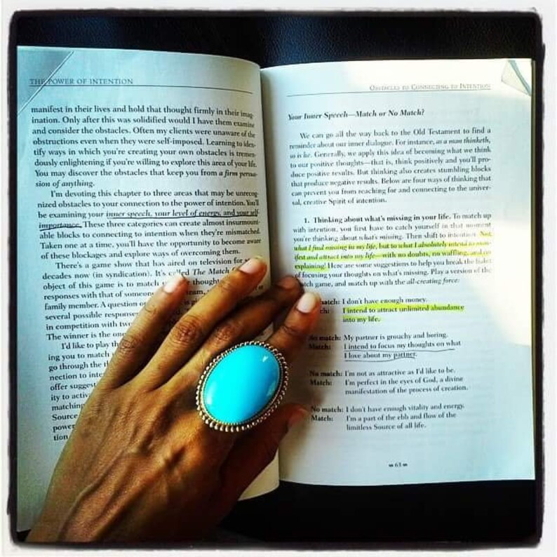 Large Turquoise Ring Gold Statement Rings for Women | Etsy (US)