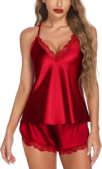Avidlove Satin Pajamas Set Sleepwear Womens Sexy Lingerie Cami Shorts Set Nightwear S-XXL | Amazon (US)