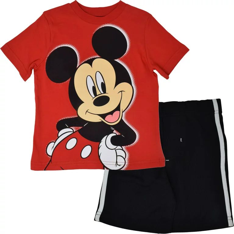 Disney Mickey Mouse Little Boys Pullover T-Shirt and Mesh Shorts Outfit Set Infant to Little Kid | Walmart (US)