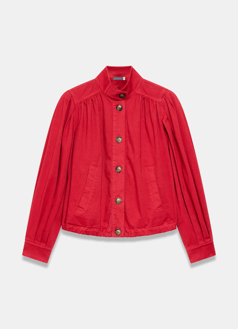 Red Cotton Blend Puff Sleeve Jacket | Mint Velvet