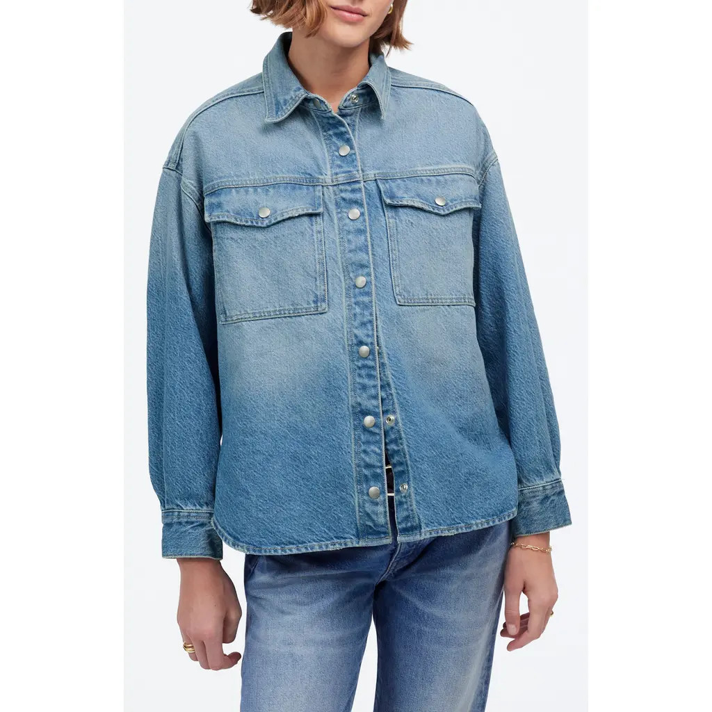 Madewell Boxy Denim Shirt Jacket in Maspeth Wash at Nordstrom Rack, Size Medium | Nordstrom Rack