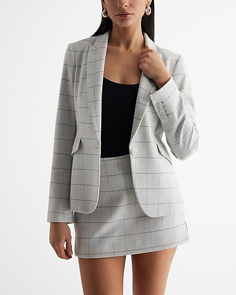 Editor Plaid One Button 24" Blazer | Express