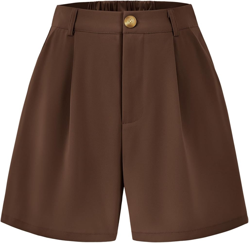 KIRUNDO Women's Shorts 2024 Trendy Summer Dressy Elastic High Waisted Pleated Business Casual Wor... | Amazon (US)