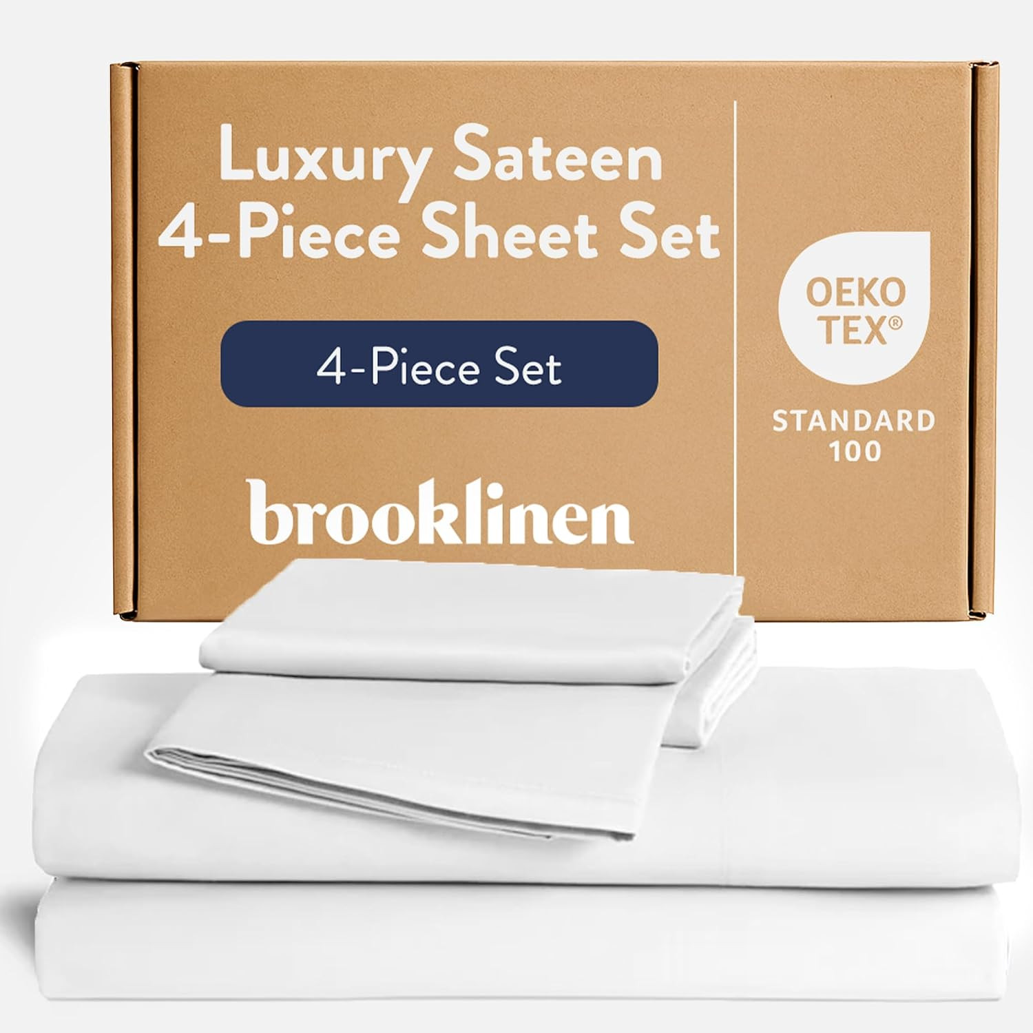 Brooklinen Sateen 4-Pc Sheet Set Hotel-Quality Luxury - King, White | Amazon (US)