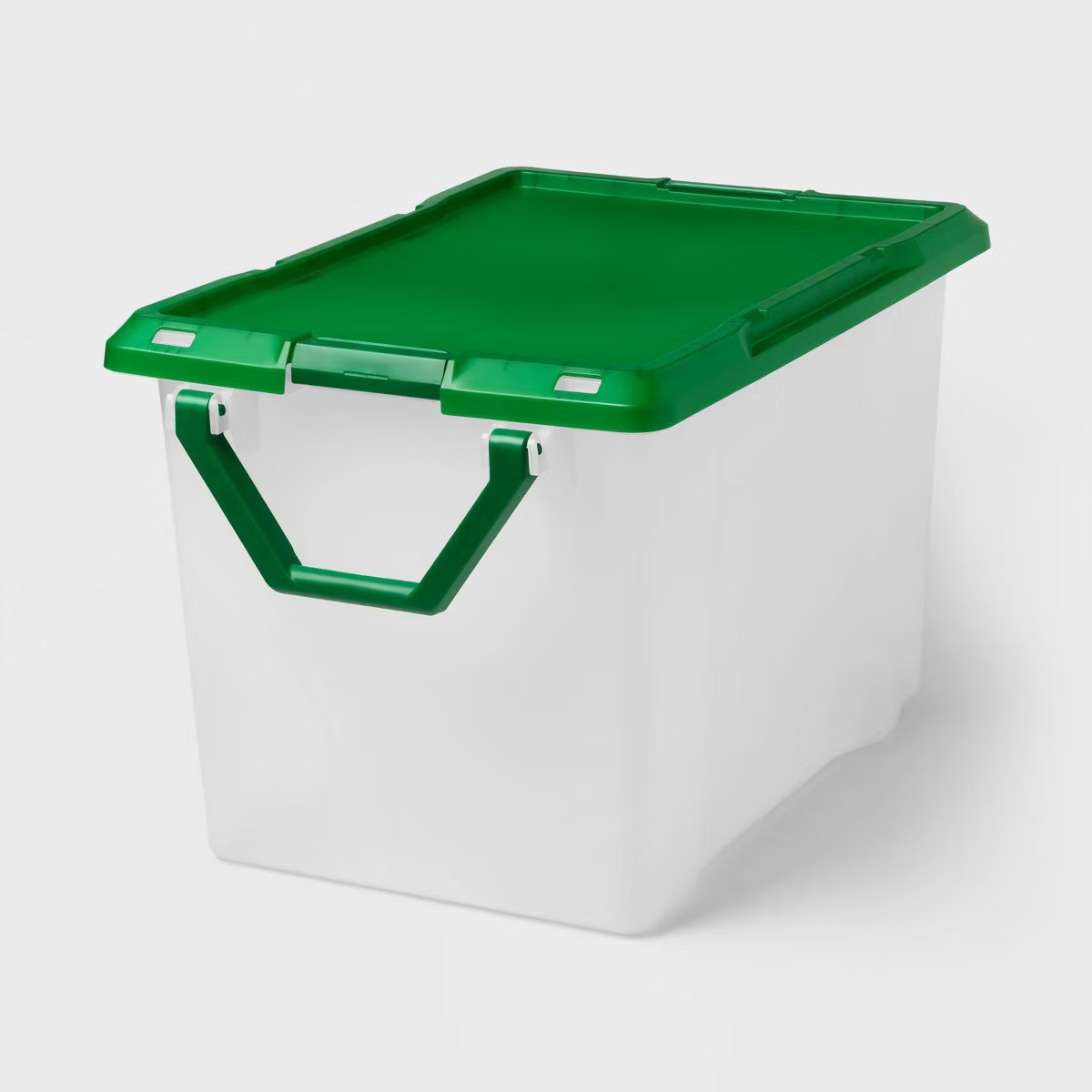 32gal Latching Rolling Storage Tote with Green Lid Base Gray Handle Latches - Brightroom™ | Target