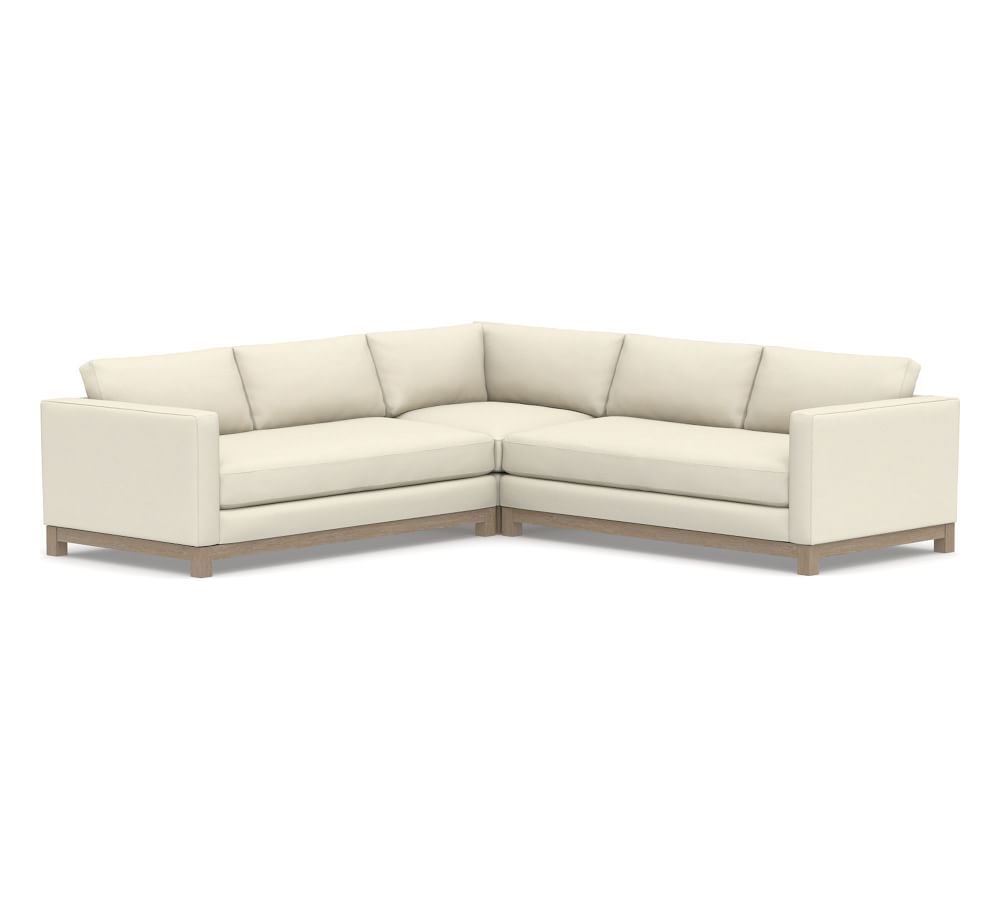 Jake Upholstered 3-Piece L-Shaped Corner Sectional with Wood Legs, Polyester Wrapped Cushions, Tw... | Pottery Barn (US)