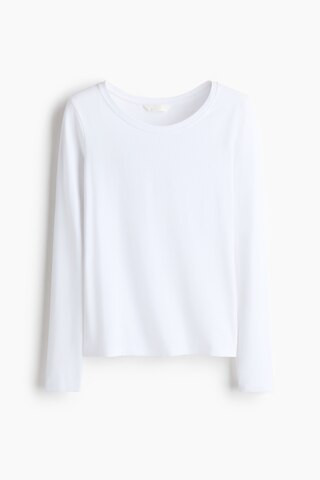 H & M - Fitted Cotton Top - White | H&M (US + CA)