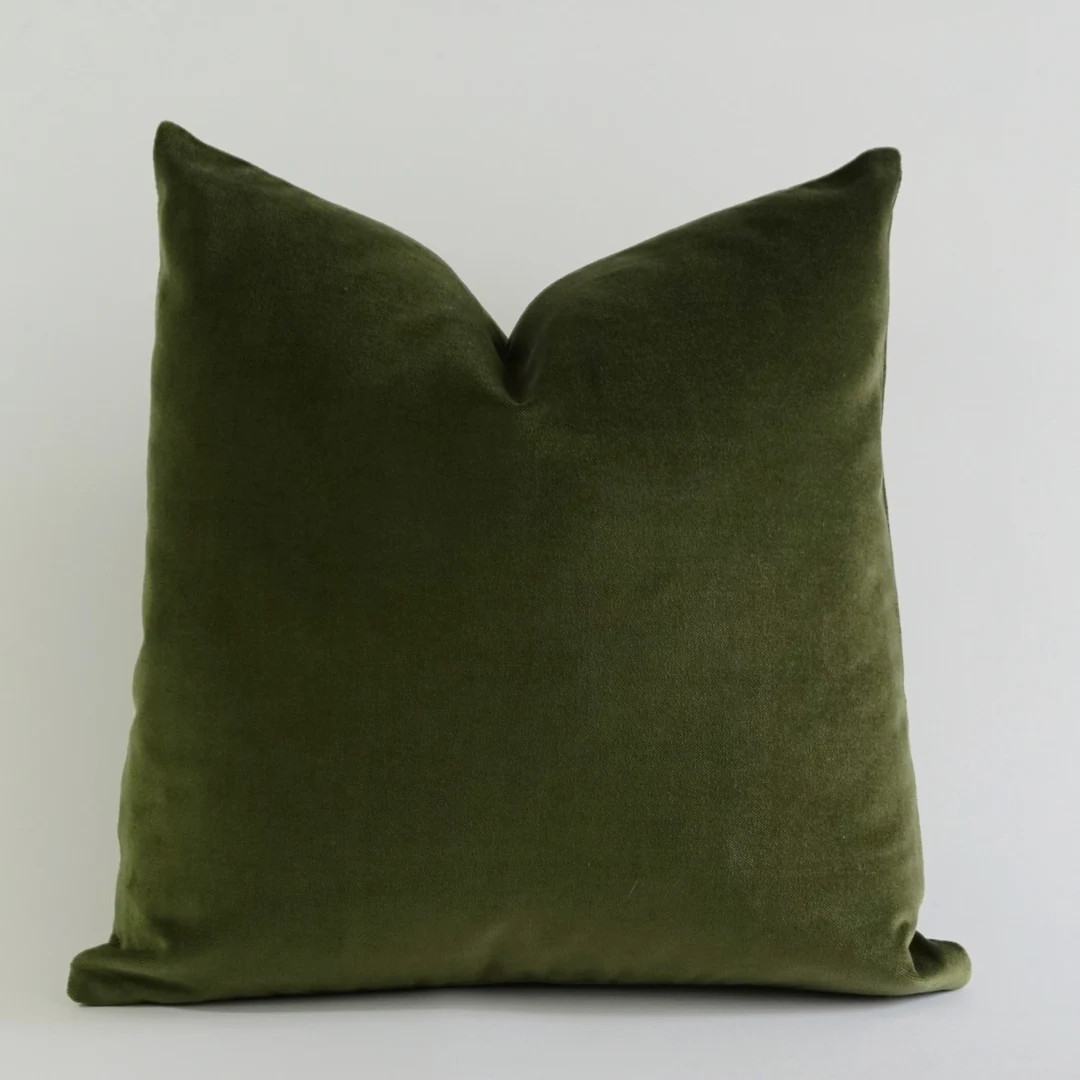 Olive Green Velvet Pillow Cover - Decorative Accent Throw Pillows - Invisible Zipper Closure - Kn... | Etsy (US)