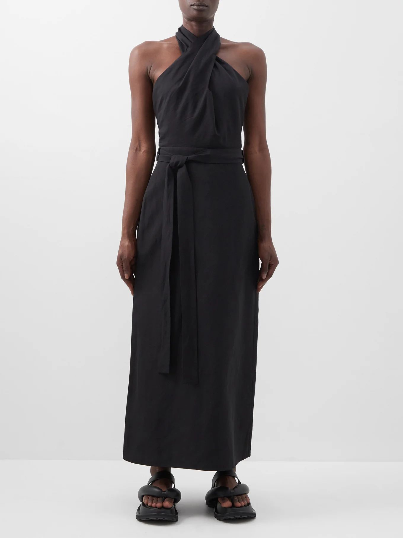 Cross-front silk-blend halter dress | Matches (US)