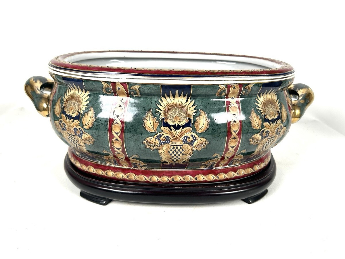 Vintage Large Chinoiserie Hand Painted Porcelain Foot Bath/Planter Koi Fish | eBay US