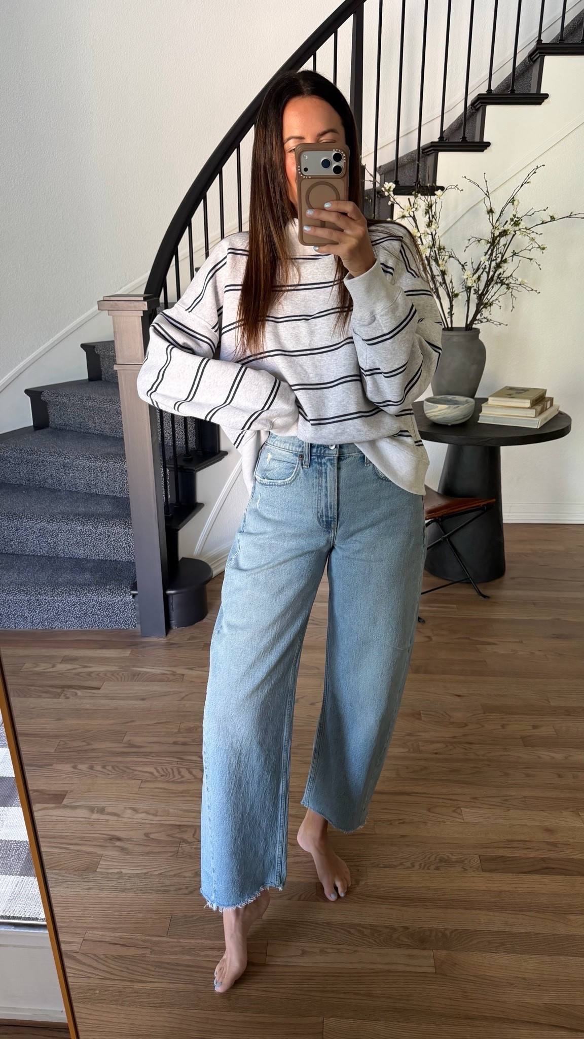 These are the high rise barrel jeans from Abercrombie. I am wearing a size 27 long. All jeans from Abercrombie are on sale, 25-50% off, and everything else is 20% off! Use code: DENIMAF to save an extra 15%!

#LTKgrwm #LTKootd #LTKSaleAlert