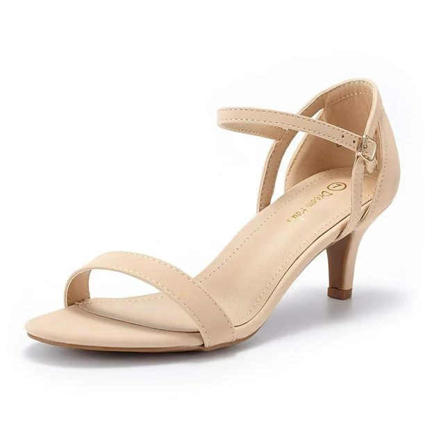 Dream Pairs Women's Low Stilettos Heel Sandals Ankle Strap Work Dress Shoes LEXII NUDE/NUBUCK Siz... | Walmart (US)