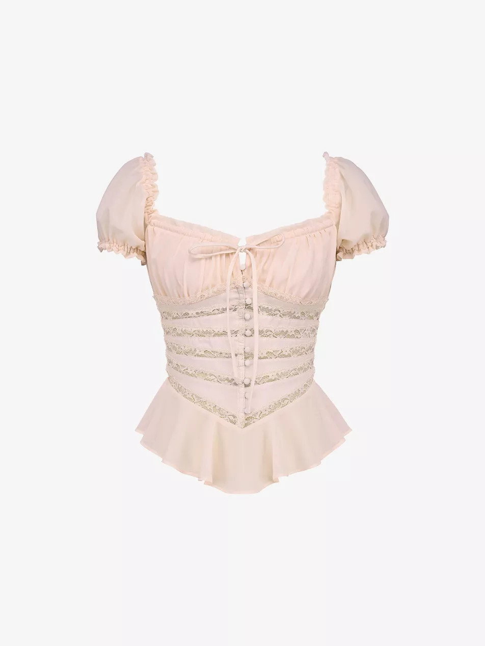 Cara Peplum-Hem Chiffon Top | Selfridges