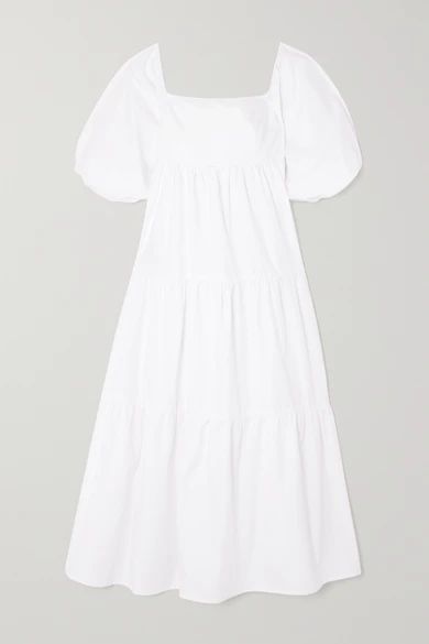 Faithfull The Brand - Net Sustain Kiona Tiered Cotton-poplin Midi Dress - White | NET-A-PORTER (US)