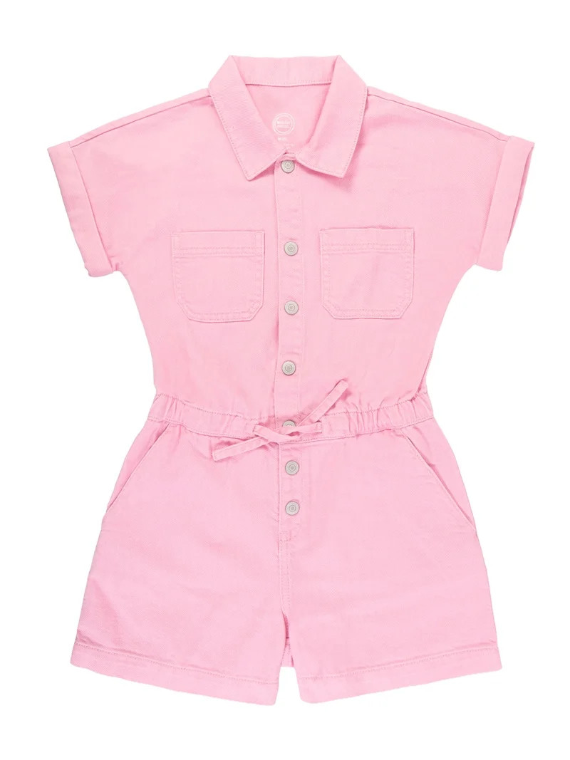 Wonder Nation Girls Denim Romper, Sizes 4-18 | Walmart (US)