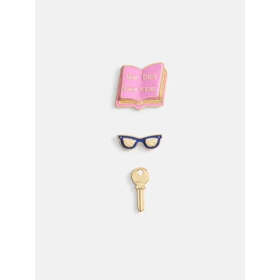 Free Assembly Women's Sunglasses, Book and Key Pin Set, 3-Piece | Walmart (US)
