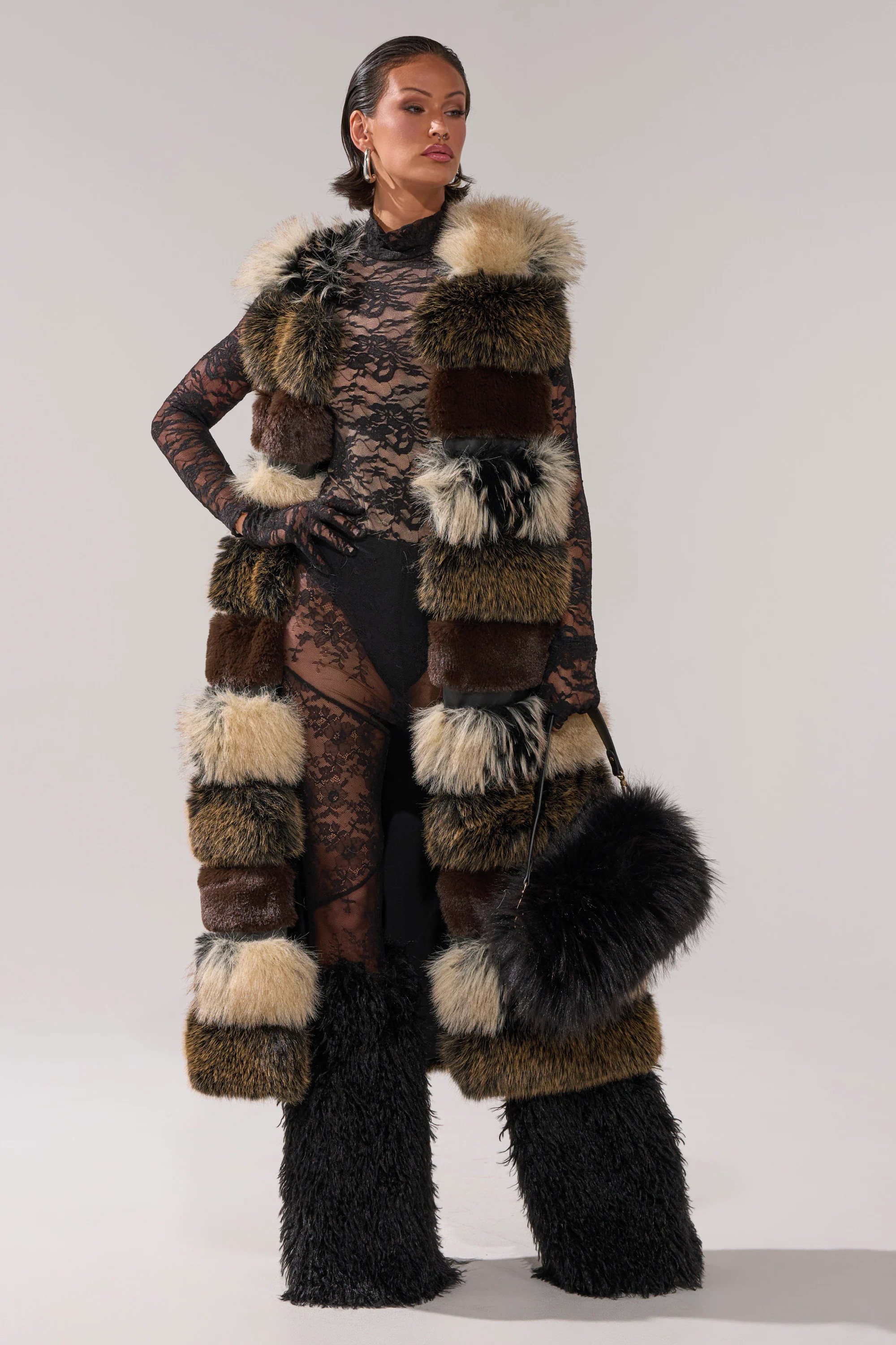 PORTIA PANELED FUR VEST | AKIRA
