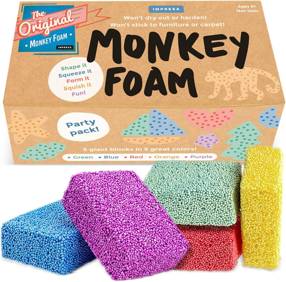IMPRESA Original Monkey Foam - 5 Giant Blocks in 5 Great Colors - Excellent for Creative Play - E... | Amazon (US)