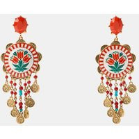 Zara - Floral Stone Earrings - Golden - M - Woman | Zara US