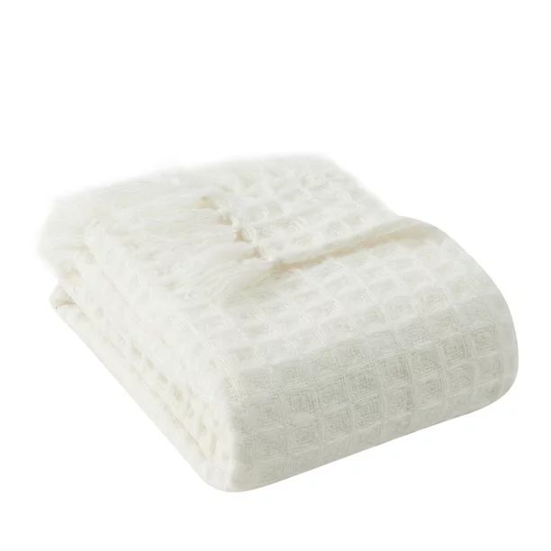 My Texas House Morgan Waffle Fringe Throw, 50 x 60, White | Walmart (US)