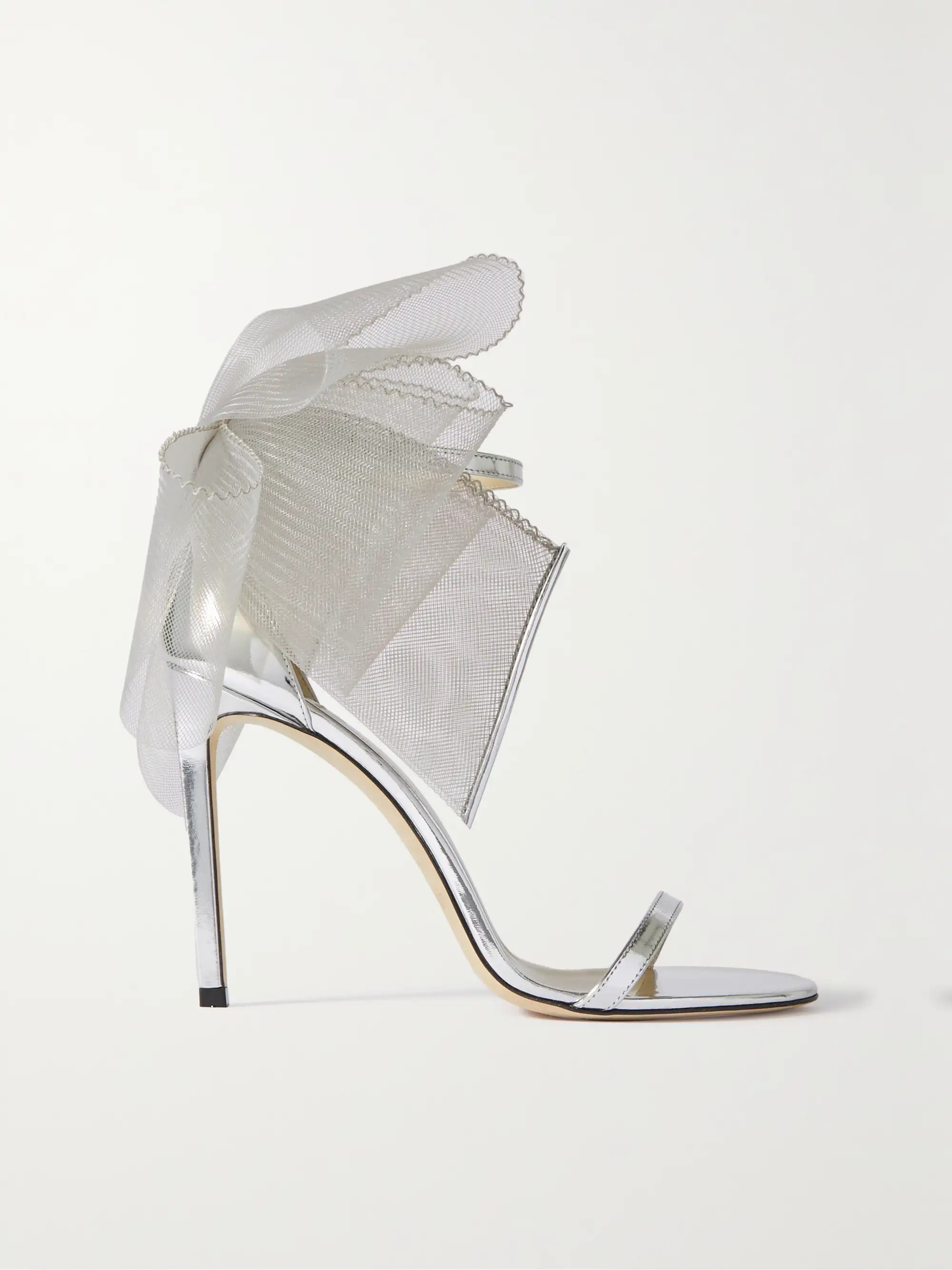 Aveline 100 bow-embellished metallic leather sandals | NET-A-PORTER (UK & EU)
