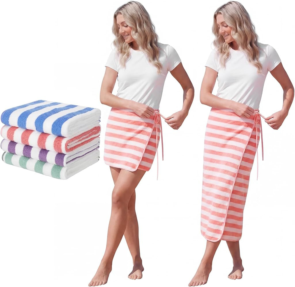 4 Pcs Beach Towel Wrap Skirt for Women 4 Colors Sarong Coverup Short Towel Skirt Beach Vibes with... | Amazon (US)
