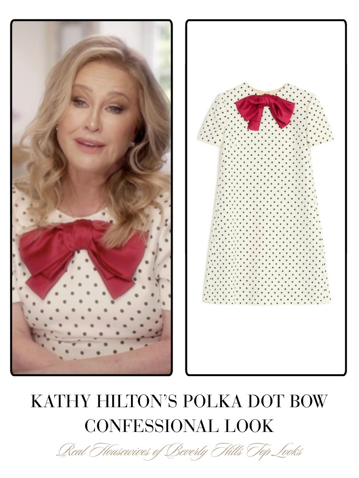 Kathy Hilton's Polka Dot Bow Confessional Look 

 