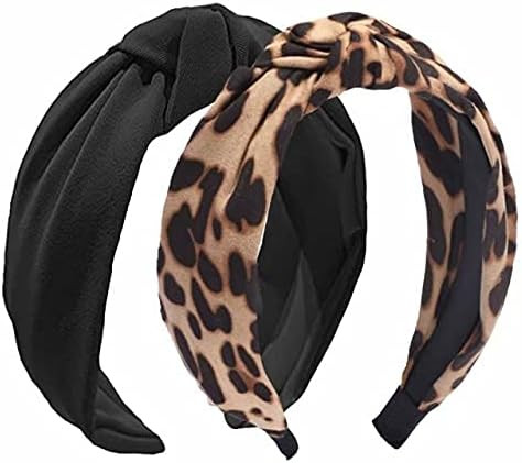 2PCS Headbands for Women, Etercycle Bow Knotted Wide Headband, Yoga Hair Band Fashion Elastic Hai... | Amazon (US)