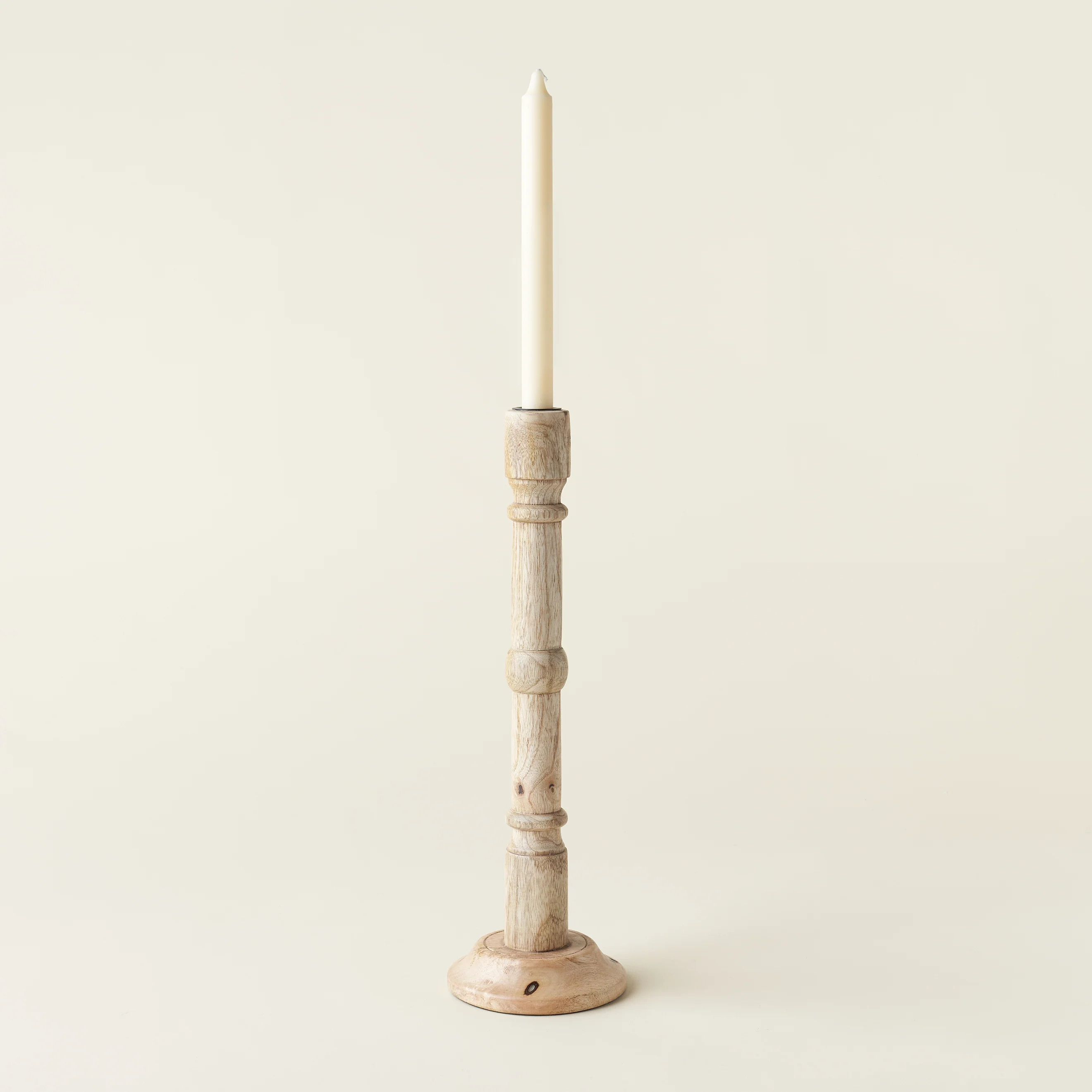 Hand-Carved Mango Wood Taper Holder | Kate Marker Home