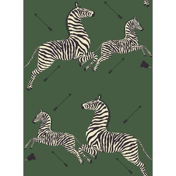 Brewster Serengeti Green Zebra Safari Scalamandre Self Adhesive Wallpaper | Target
