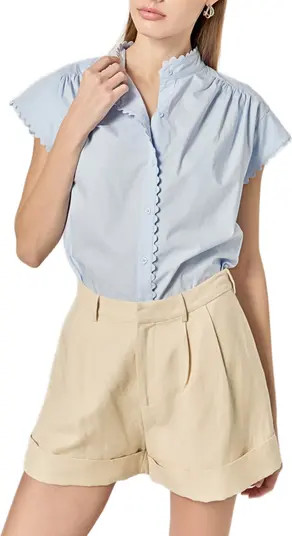 English Factory Rickrack Trim Button-Up Cotton Shirt | Nordstrom | Nordstrom