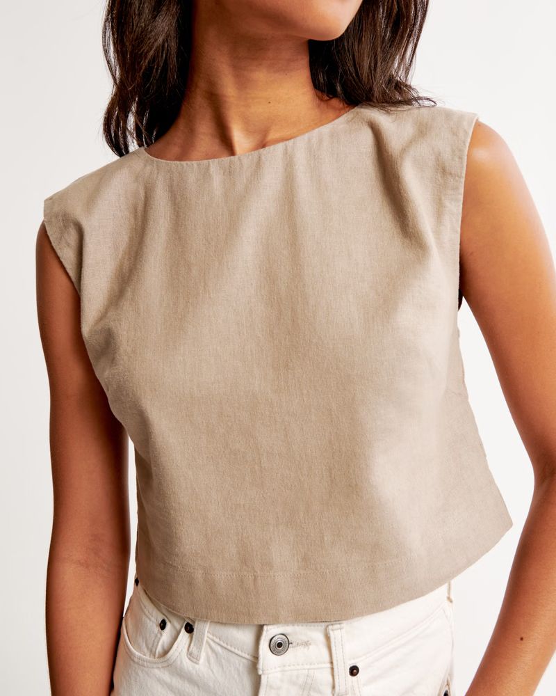 Linen-Blend Shell Set Top | Abercrombie & Fitch (US)