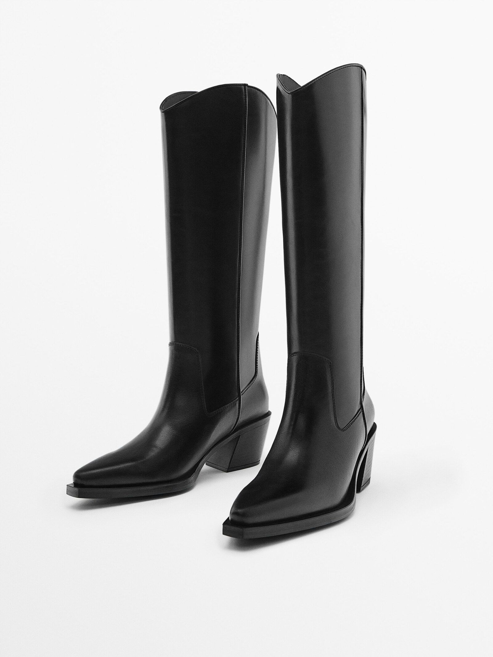 Leather cowboy boots | Massimo Dutti UK