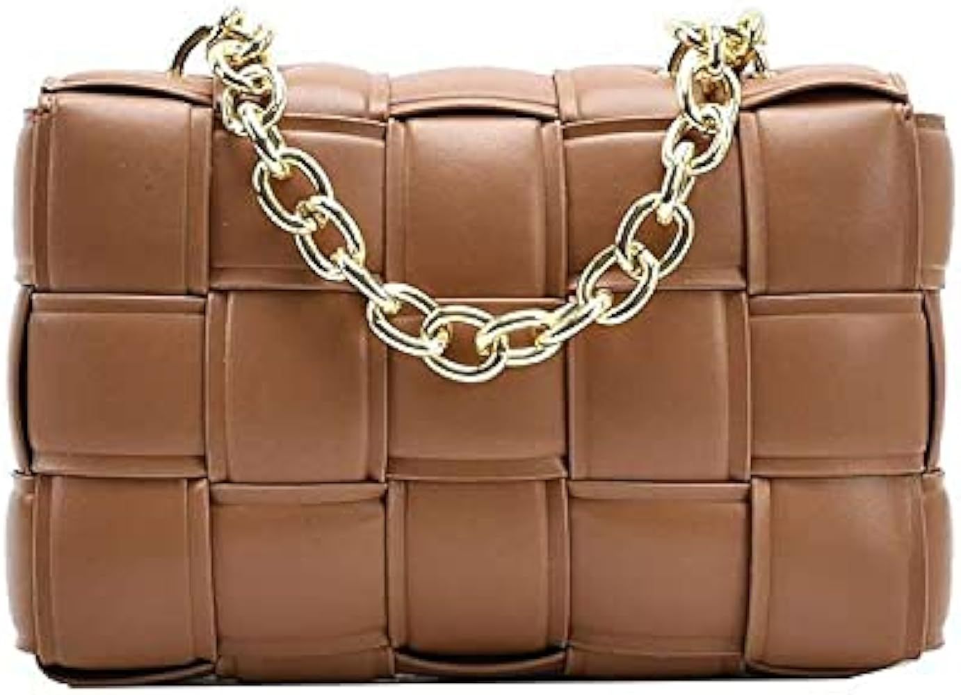 Bella Luna Woven Padded Cassette-Style Crossbody Handbag Purse for Women with Strap or Chain | Amazon (US)