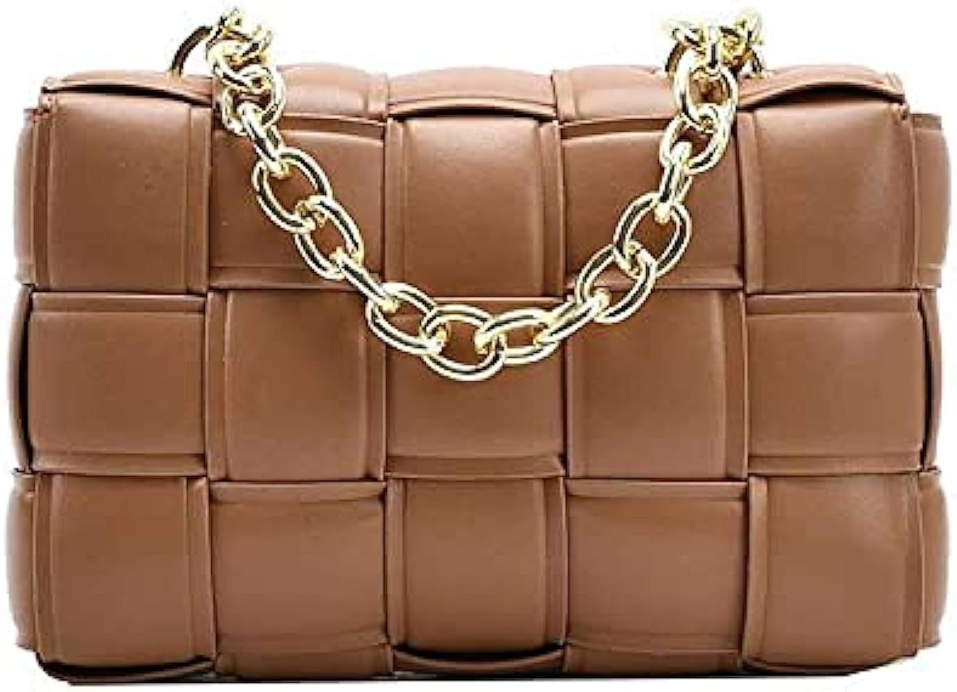 Woven Padded Cassette-Style Crossbody Handbag Purse for Women with Strap or Chain | Amazon (US)