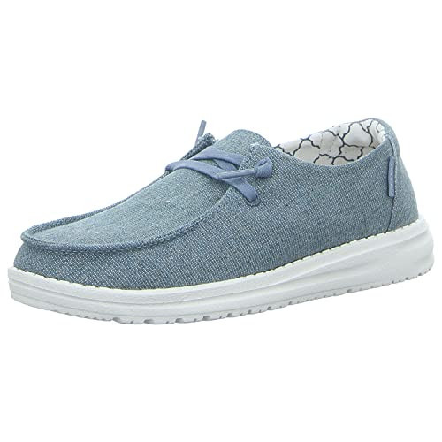 HEYDUDE Women's Wendy Sparkling Blue Stone Size 5 | Women’s Shoes | Women’s Lace Up Loafers | Comfortable & Light-Weight | Amazon (US)
