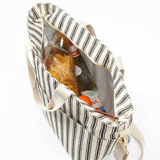 Striped Cooler Tote Bag | Mark and Graham