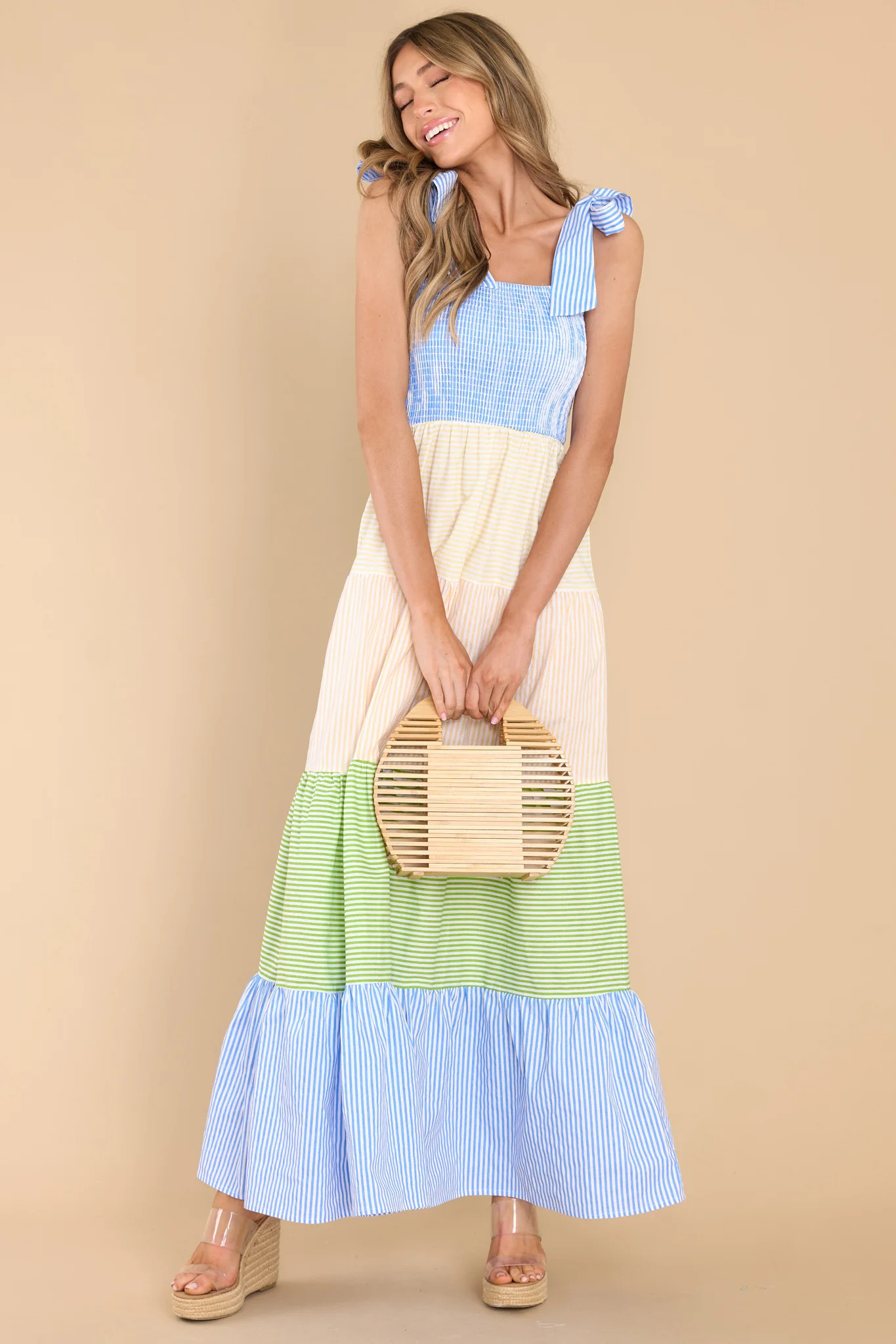 Sweetest Intentions Blue Multi Stripe Maxi Dress | Red Dress 