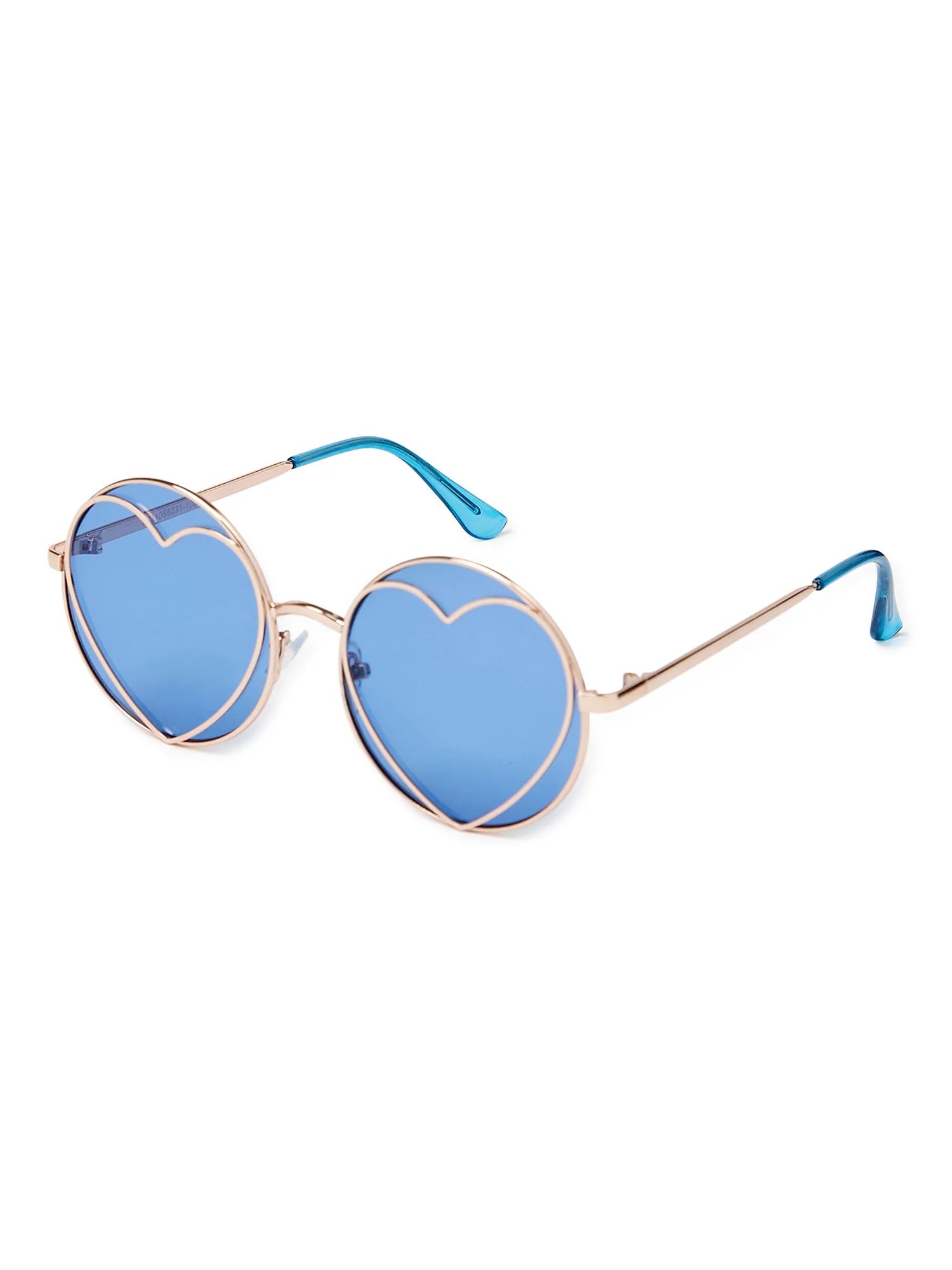 Justice Girls' Frameless Round Sunglasses with Inner Heart Frame - Walmart.com | Walmart (US)