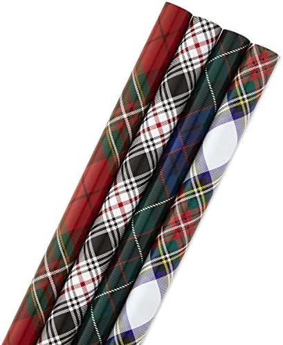 Hallmark Christmas Wrapping Paper Bundle with Cut Lines on Reverse, Plaid (Pack of 4, 120 sq. ft. tt | Amazon (US)