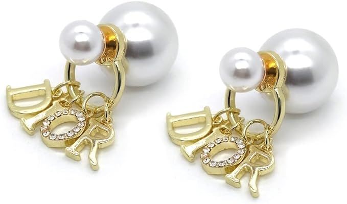 CD Pearl Dangle Earrings D Earrings Initial Letter Earrings For Women Girls | Amazon (US)