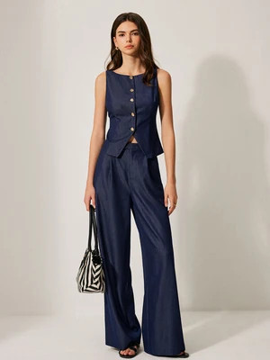 Mid-Waist Pocket Detail Pants | Commense