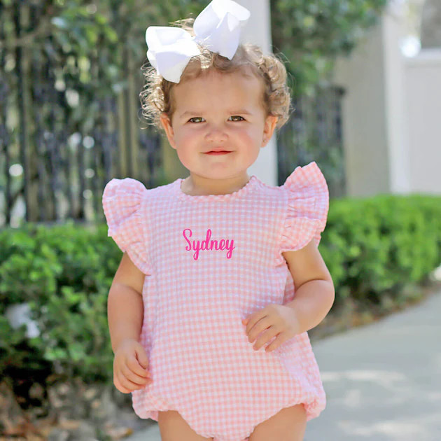 Peach Gingham Waterfall Bubble | Classic Whimsy