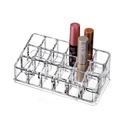 18 Holes Lipstick Holder,Clear Acrylic Lipstick Organizer Display Stand Cosmetic Makeup Organizer fo | Walmart (US)