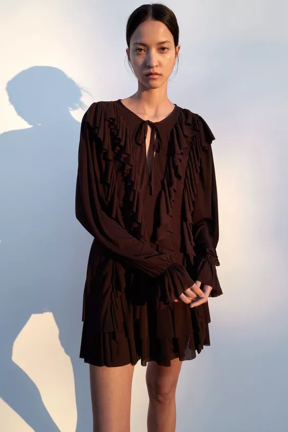 SHORT RUFFLED DRESS | Zara US